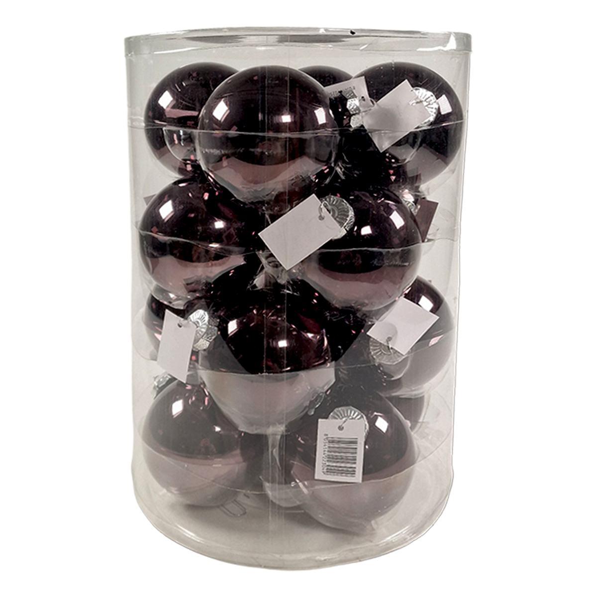 Pallina Natale Vetro cm.Ø8 Marroni Lucide Set pz.16 |Silani