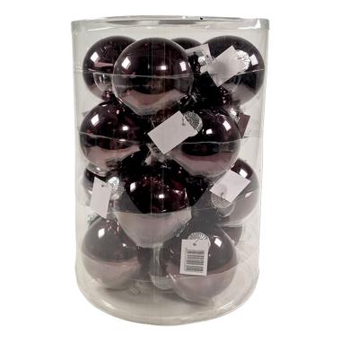 Pallina Natale Vetro cm.Ø8 Marroni Lucide Set pz.16 |Silani