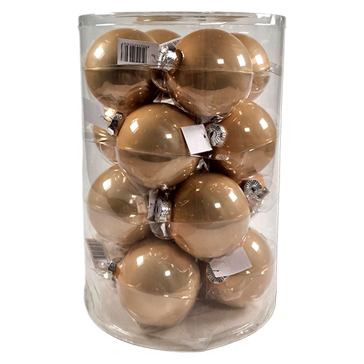 Pallina Natale Vetro cm.Ø8 Oro Champagne Lucide Set pz.16 |Silani