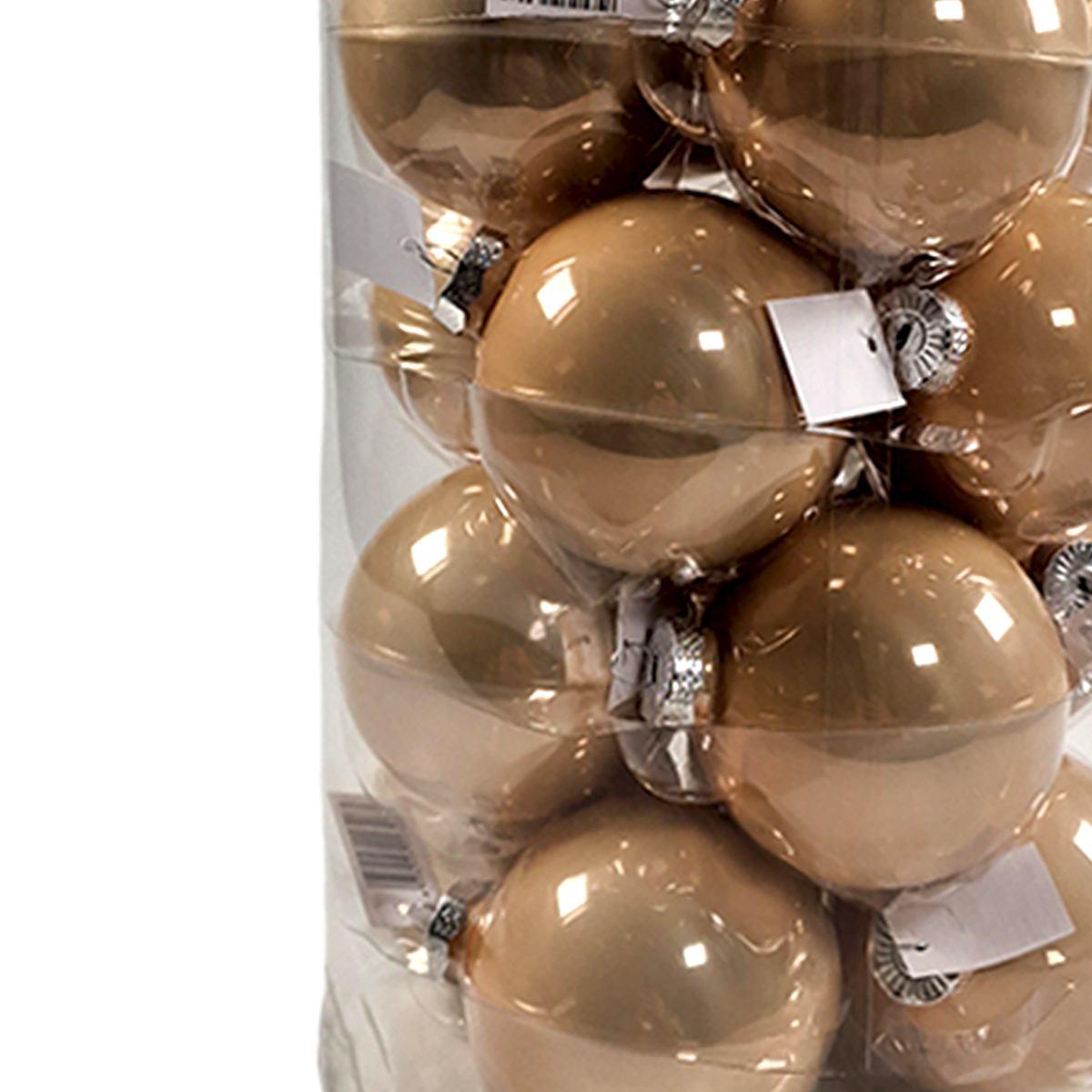 Pallina Natale Vetro cm.Ø8 Oro Champagne Lucide Set pz.16 |Silani