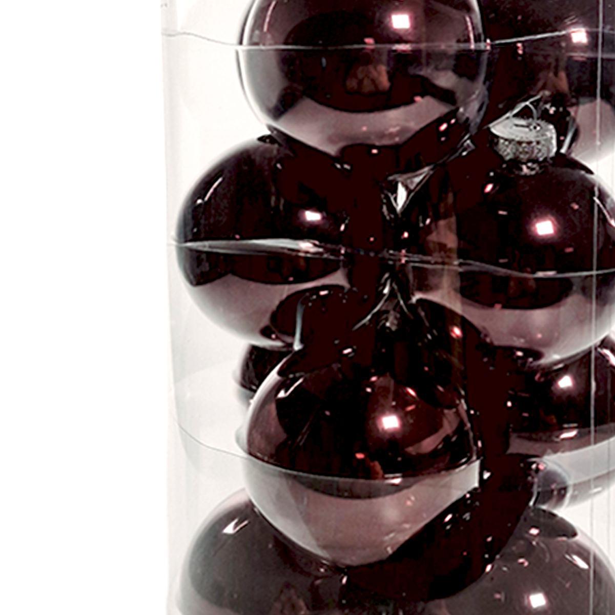 Pallina Natale Vetro cm.Ø10 Marrone Fango Lucide Set pz.12 |Silani