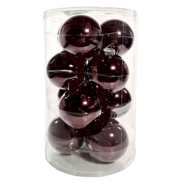 Pallina Natale Vetro cm.Ø10 Marrone Fango Lucide Set pz.12 |Silani