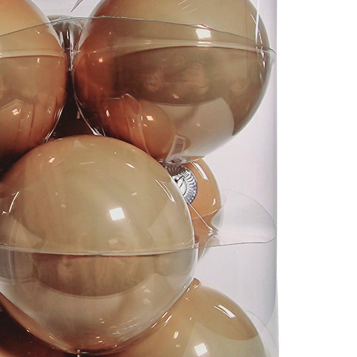 Pallina Natale Vetro cm.Ø10 Oro Champagne Lucido Set pz.12 |Silani