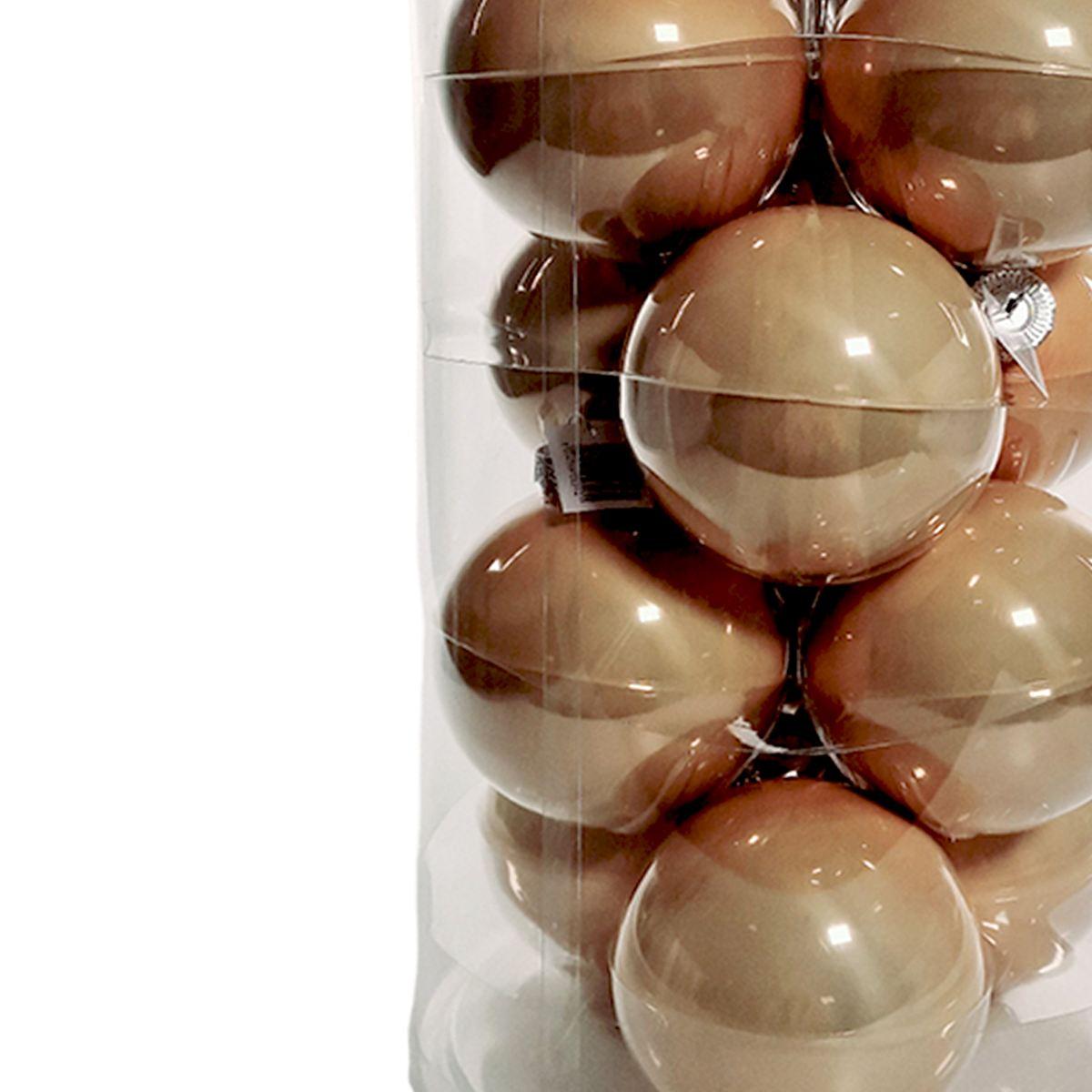 Pallina Natale Vetro cm.Ø10 Oro Champagne Lucido Set pz.12 |Silani