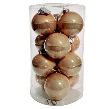 Pallina Natale Vetro cm.Ø10 Oro Champagne Lucido Set pz.12 |Silani