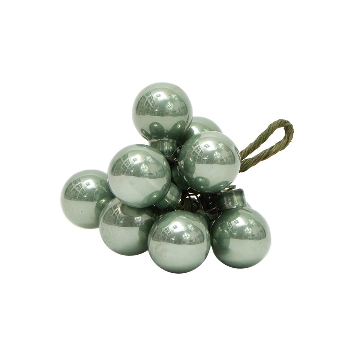 Pallina Natale Vetro cm.Ø2 Verde Oliva Lucido Set pz.12 |Silani
