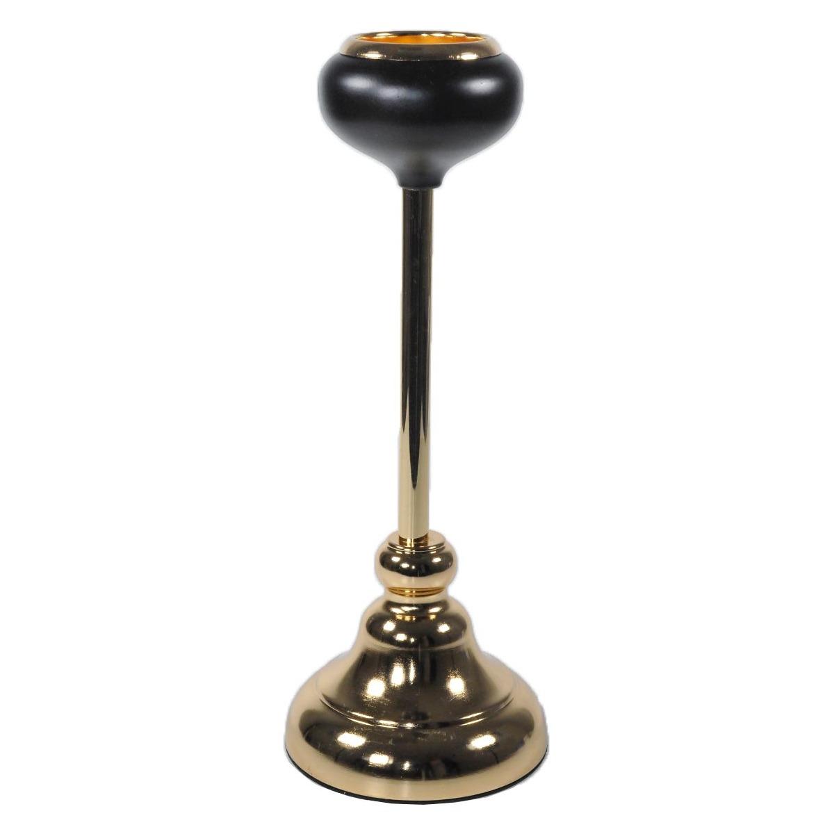 Portacandela 1 Posto Natale Vetro Oro e Nero cm.Ø11x30 |Silani