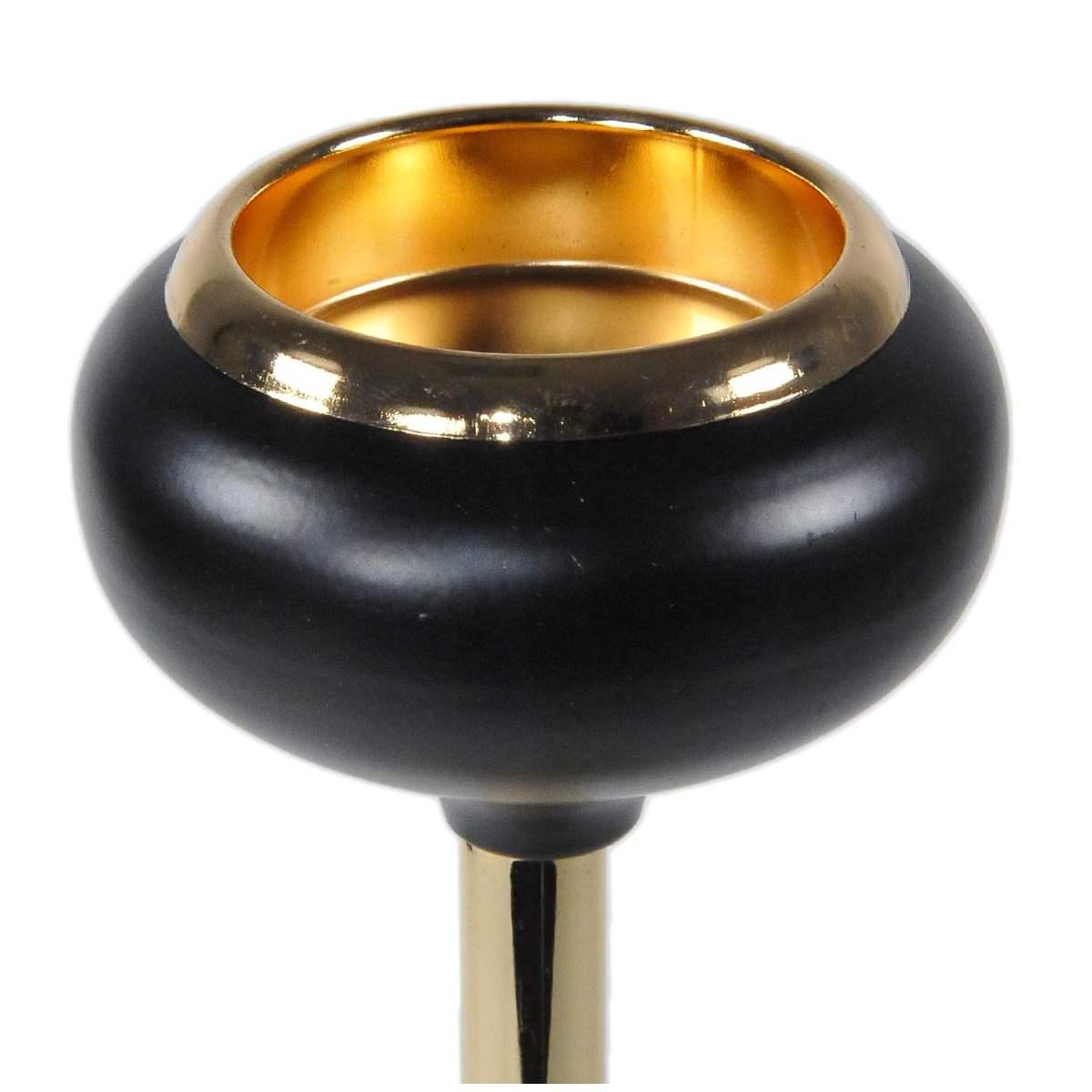 Portacandela 1 Posto Natale Vetro Oro e Nero cm.Ø11x30 |Silani