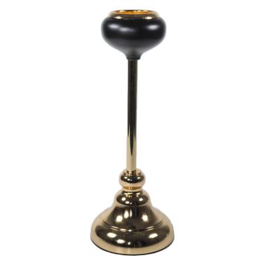 Portacandela 1 Posto Natale Vetro Oro e Nero cm.Ø11x30 |Silani