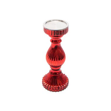 Portacandela 1 Posto Natale Vetro Rosso cm.Ø10xh20 |Silani