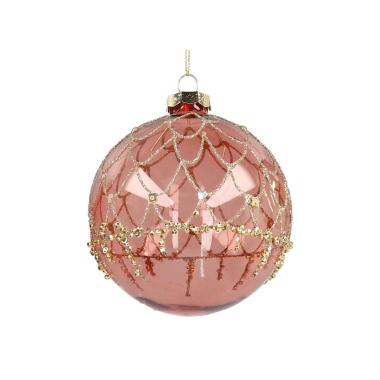 Pallina Natale Vetro cm.Ø15 Rosa con Glitter |Vacchetti