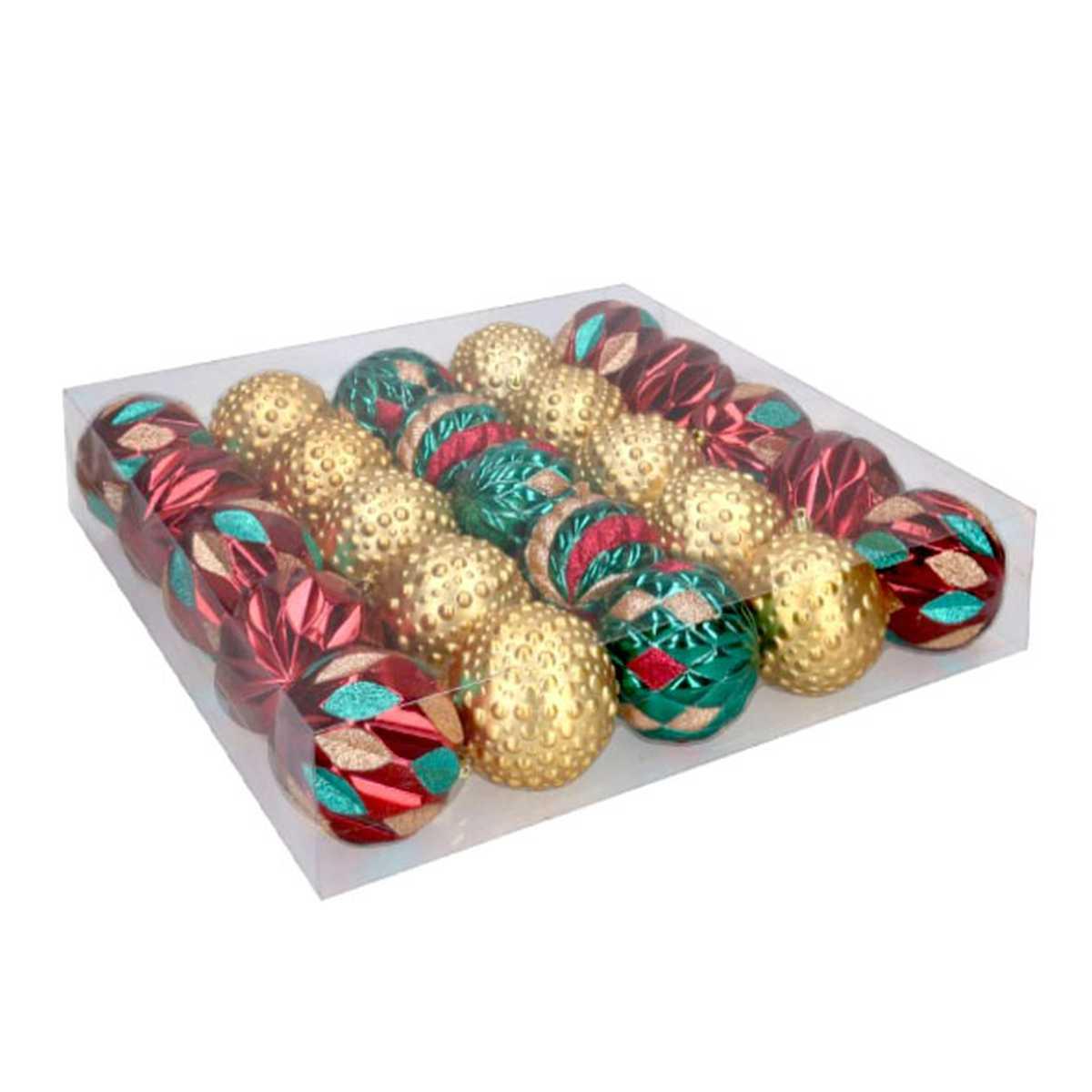 Pallina Natale cm.Ø8 Multicolor Satinate Glitter Set pz.25 |Vacchetti