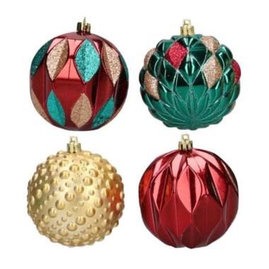 Pallina Natale cm.Ø8 Multicolor Satinate Glitter Set pz.25 |Vacchetti