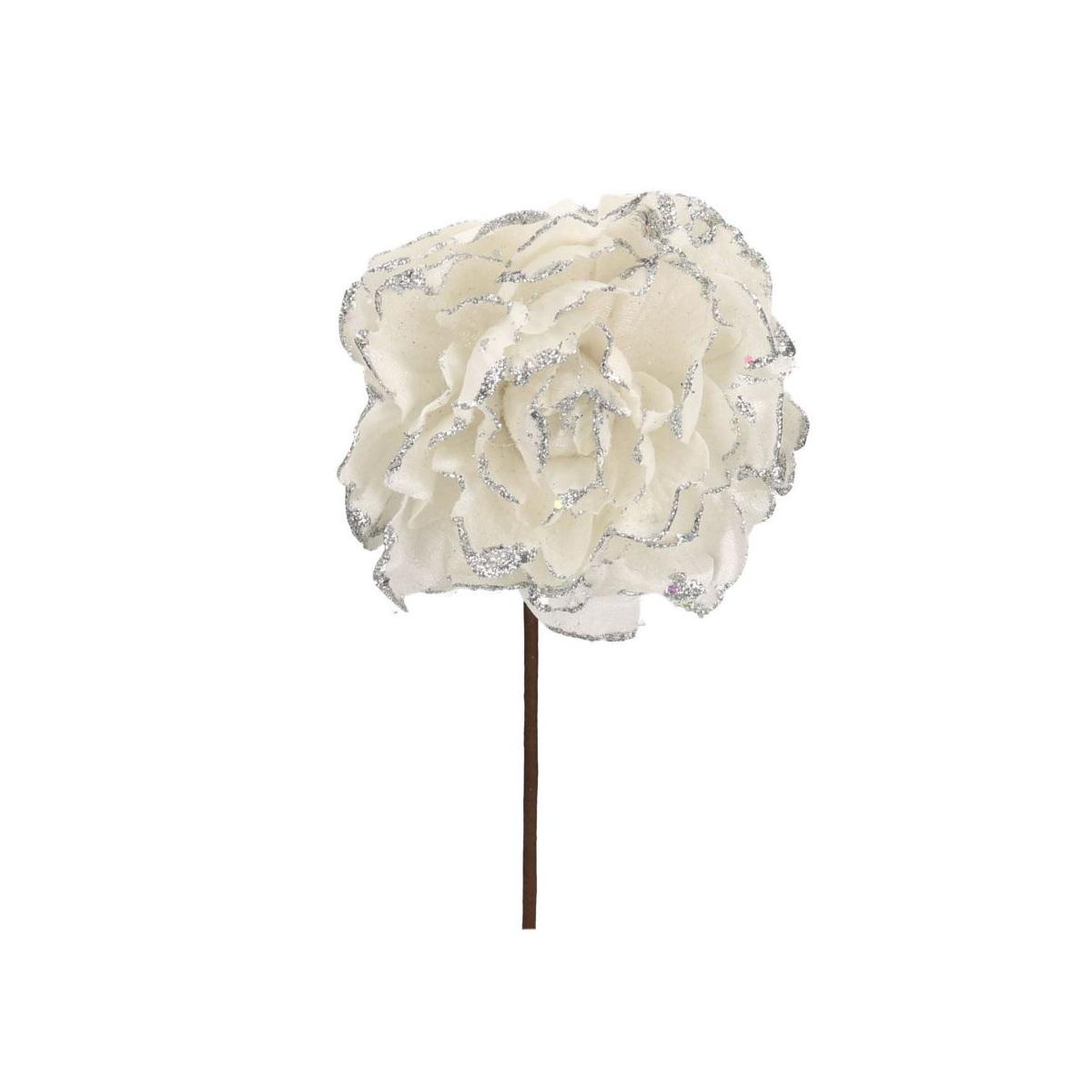 Fiore Rosa Bianca Glitter cm.Ø15x22 |Vacchetti