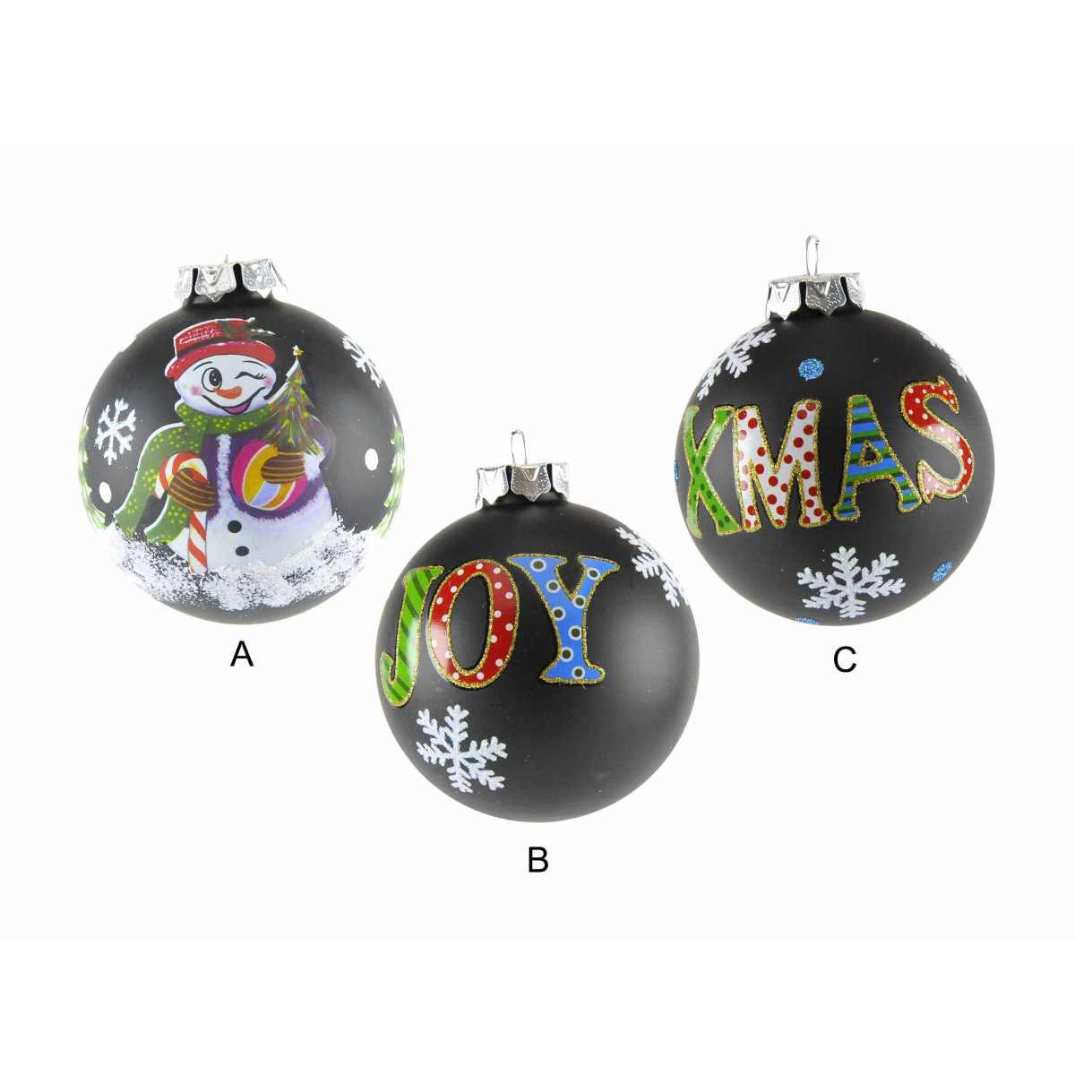 Pallina Natale Vetro Collezione cm.Ø8 Nera 3 Modelli |Inge's Glass