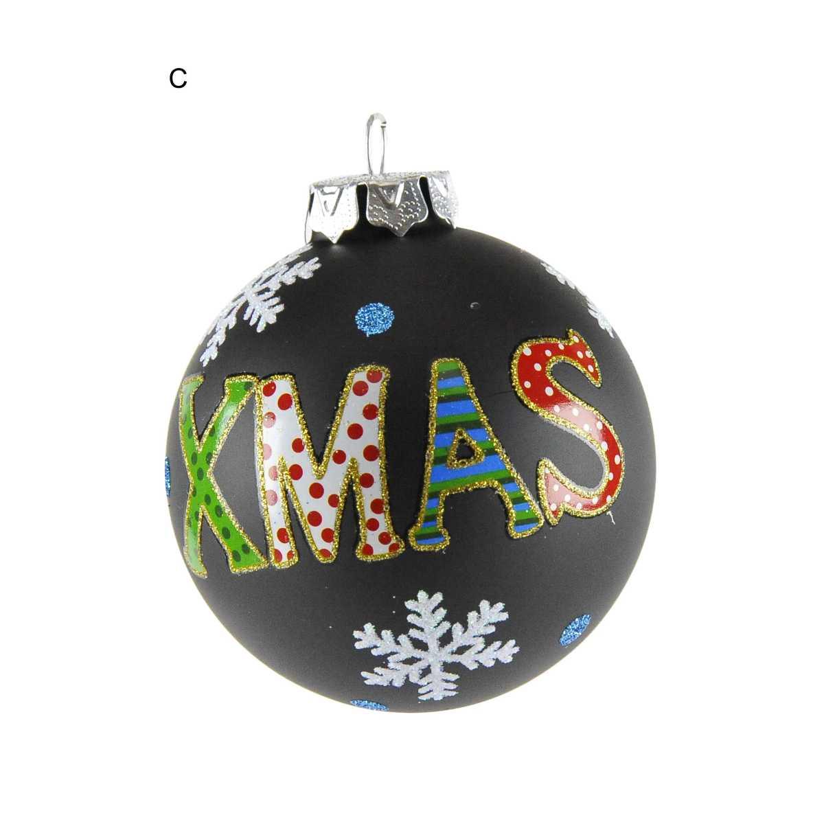 Pallina Natale Vetro Collezione cm.Ø8 Nera 3 Modelli |Inge's Glass