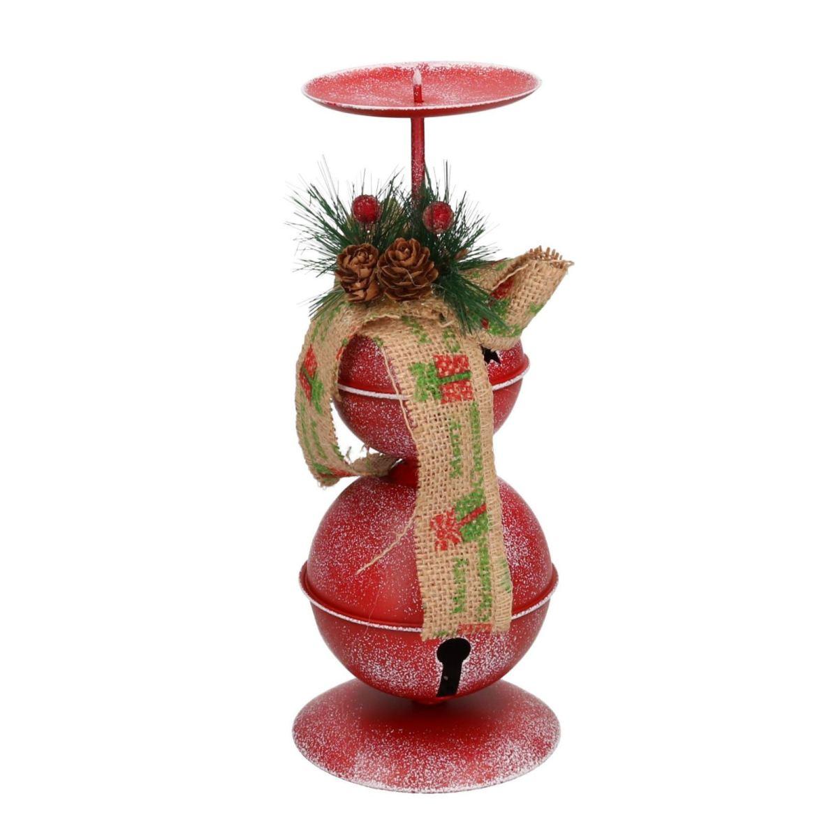Portacandela Natale Metallo Campanelle Rosse cm.26 |Vacchetti