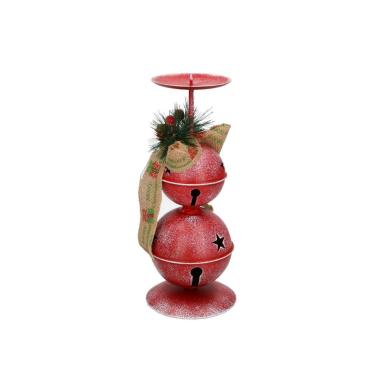 Portacandela Natale Metallo Campanelle Rosse cm.26 |Vacchetti