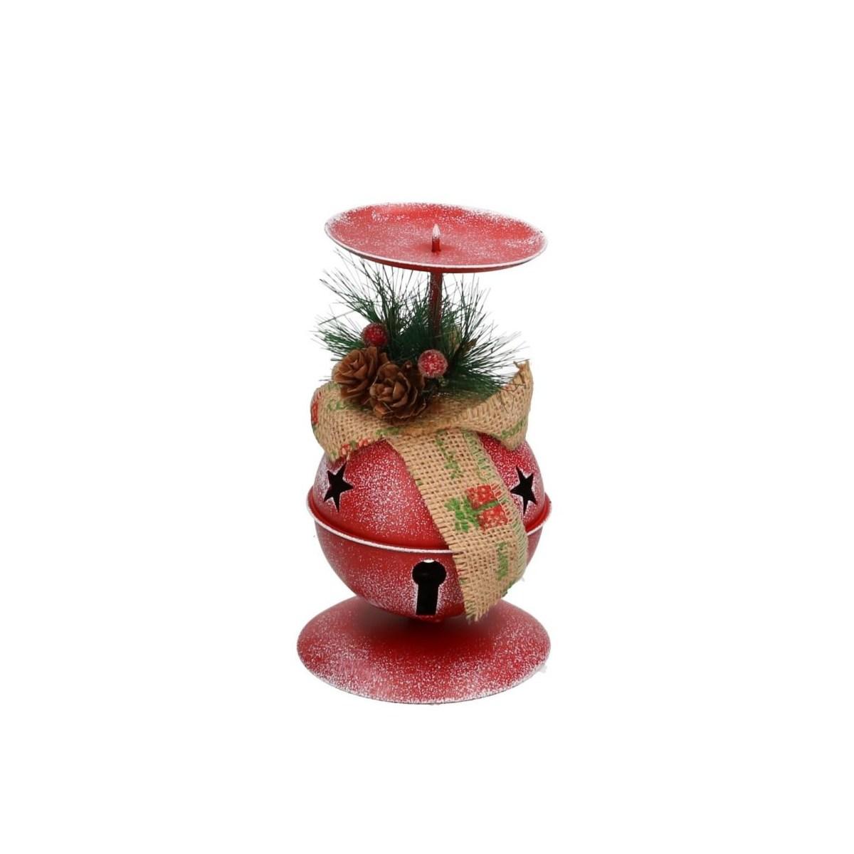 Portacandela Natale Metallo Campanella Rossa cm.26 |Vacchetti