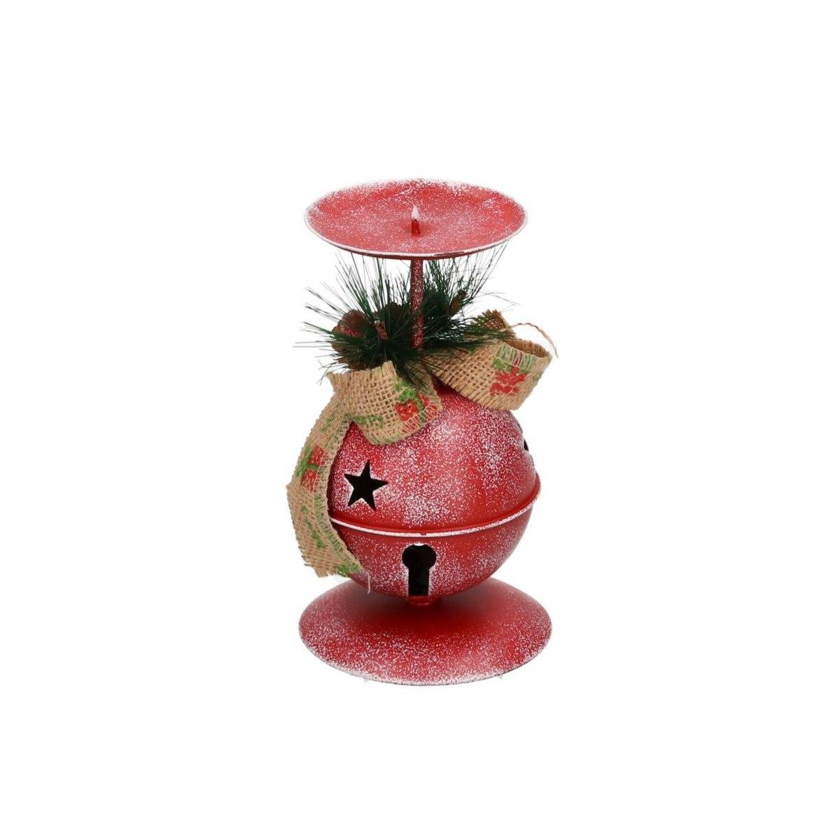Portacandela Natale Metallo Campanella Rossa cm.26 |Vacchetti