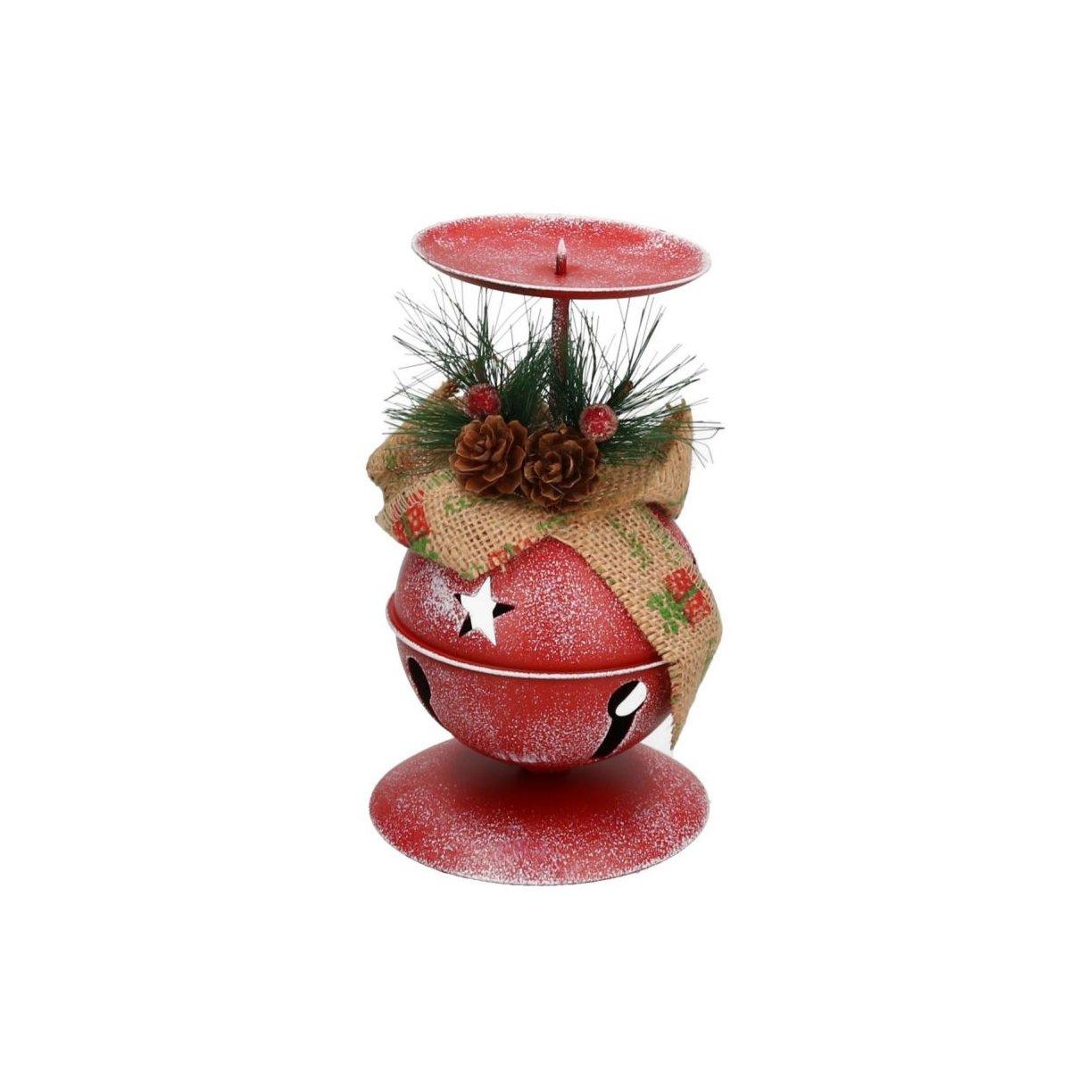 Portacandela Natale Metallo Campanella Rossa cm.26 |Vacchetti