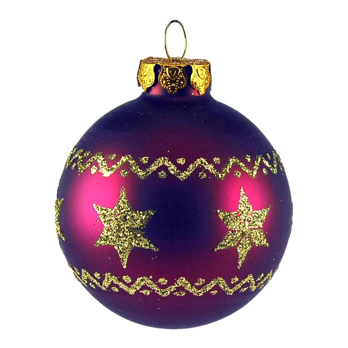 Pallina Natale Vetro cm.Ø6 Viola Set con Puntale Set pz.9 |Inge's Glass