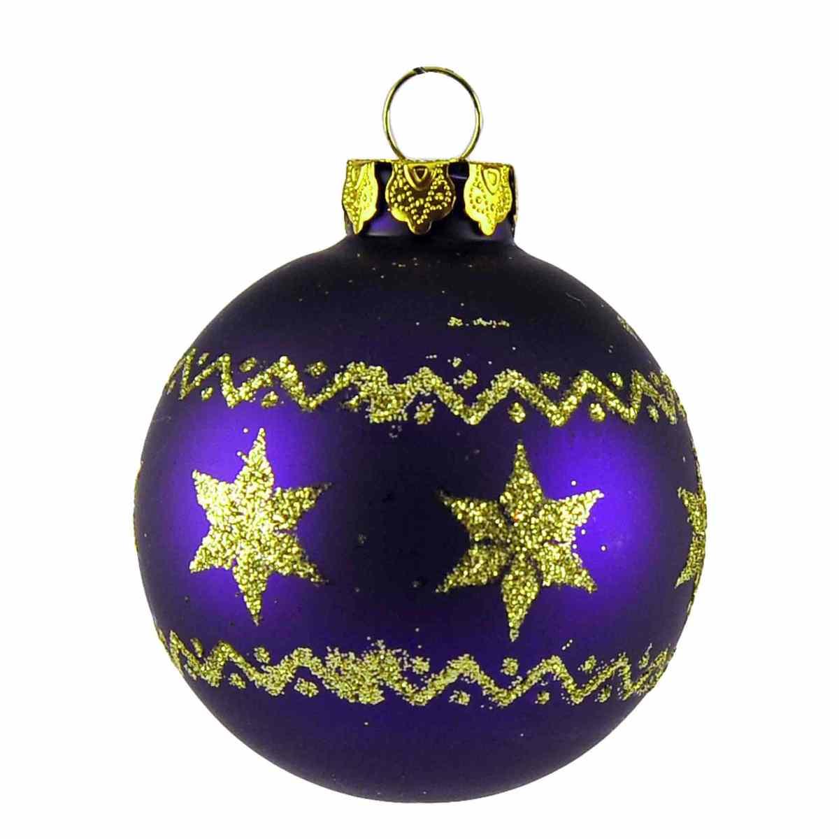 Pallina Natale Vetro cm.Ø6 Viola Set con Puntale Set pz.9 |Inge's Glass