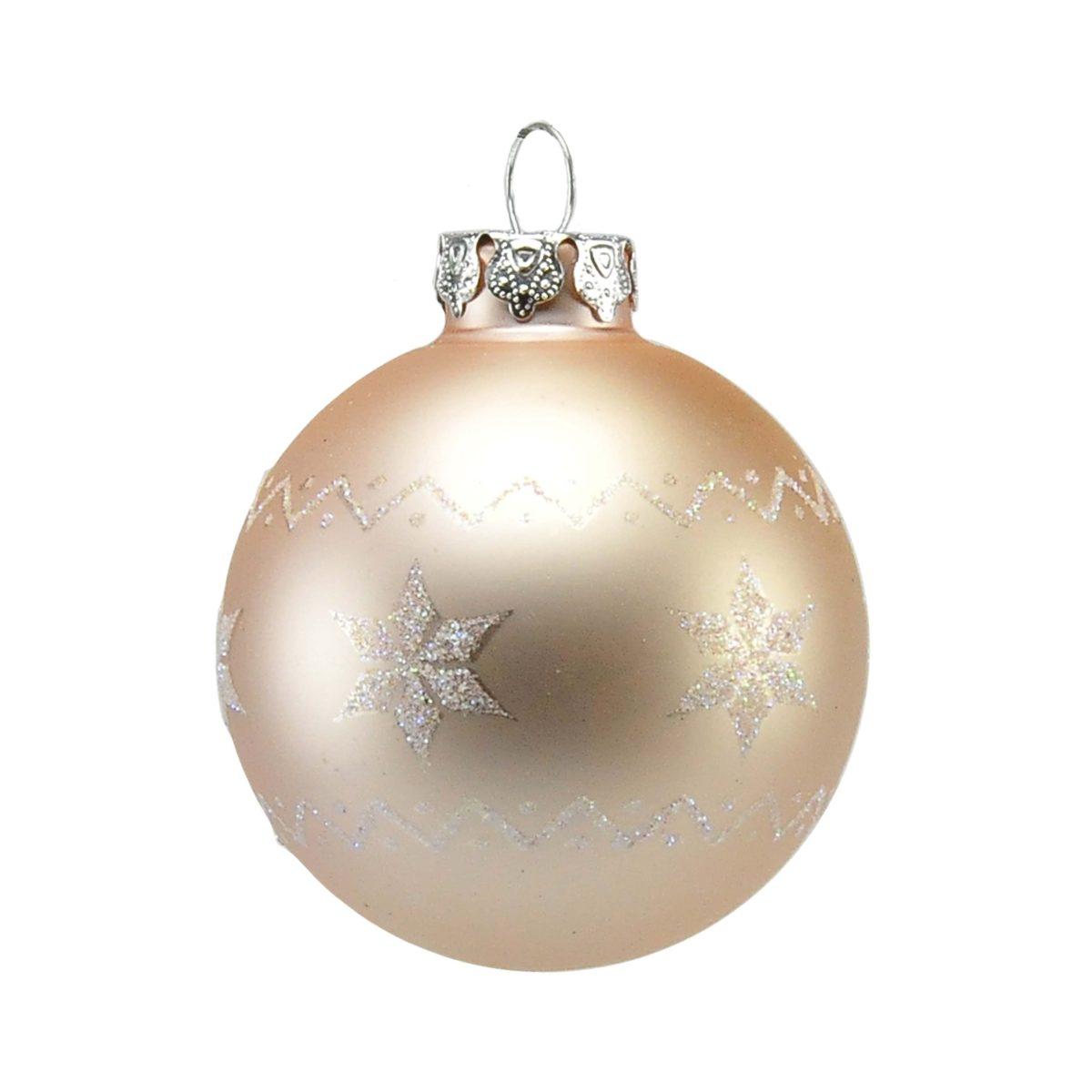Pallina Natale Vetro cm.Ø6 Rosa Set da con Puntale Set pz.9 |Inge's Glass