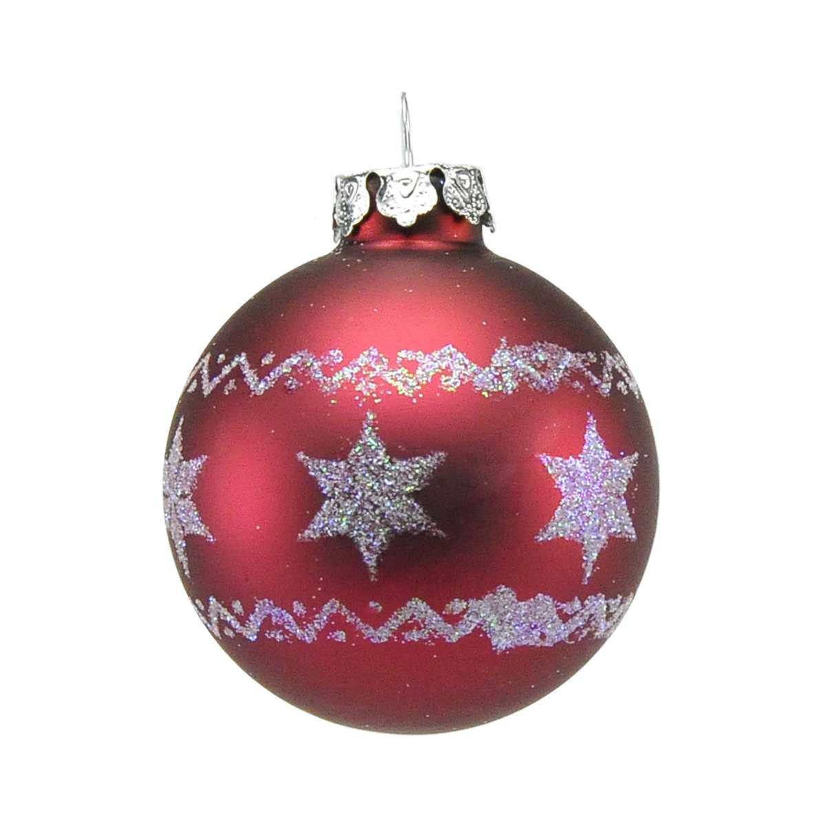 Pallina Natale Vetro cm.Ø6 Rosa Set da con Puntale Set pz.9 |Inge's Glass