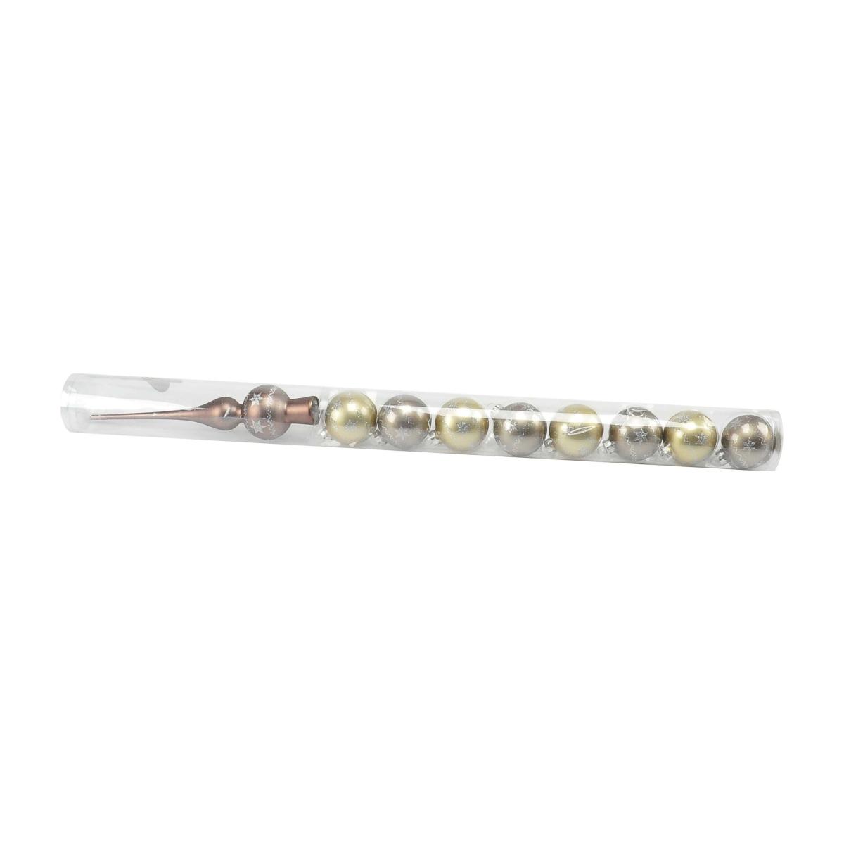 Pallina Natale Vetro cm.Ø6 Bronzo con Puntale Set pz.9 |Inge's Glass