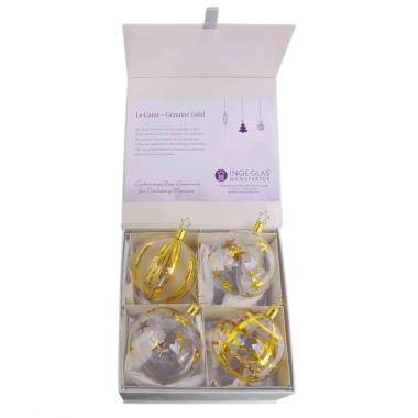 Pallina Natale Vetro Collezione cm.Ø8 Le Carat Oro Set pz.4 |Inge's Glass