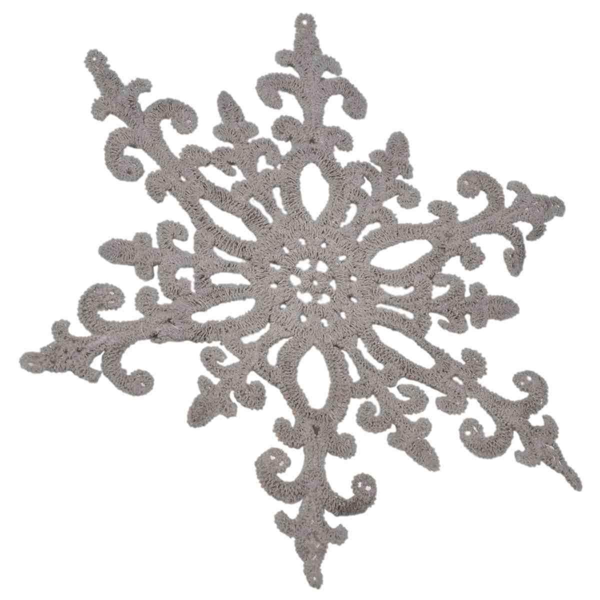 Decorazione Natalizia Fiocco Neve Pizzo Tortora cm.Ø17 |Vacchetti