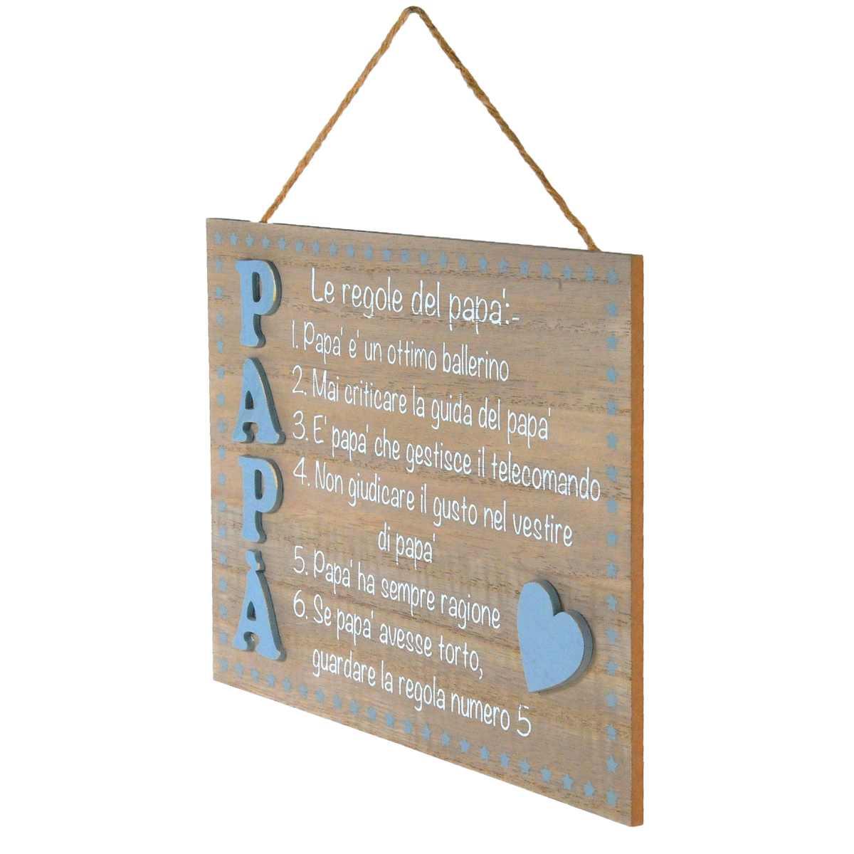 Targa Legno Regole Papà cm.24x17 | Vacchetti