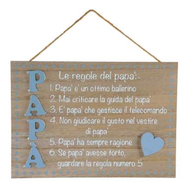 Targa Legno Regole Papà cm.24x17 | Vacchetti