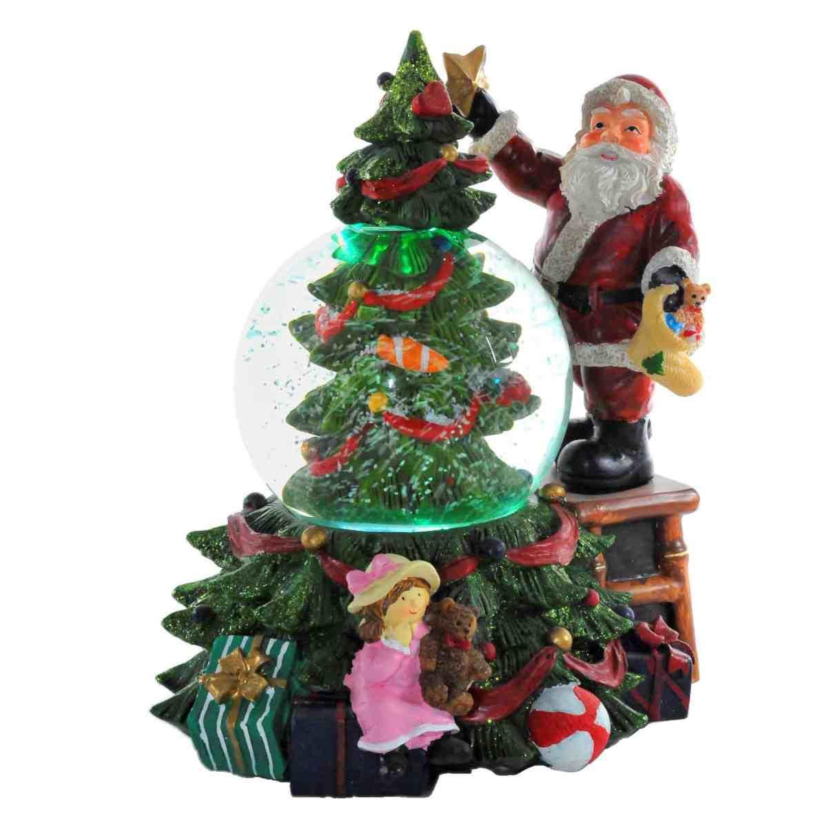 Sfera Natale con Babbo e Albero cm.Ø17x20,5 |Vacchetti