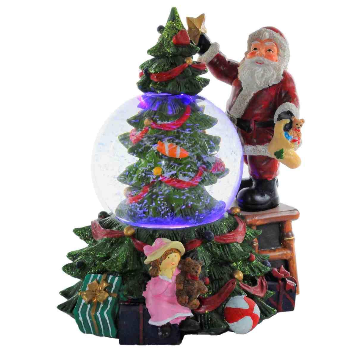 Sfera Natale con Babbo e Albero cm.Ø17x20,5 |Vacchetti