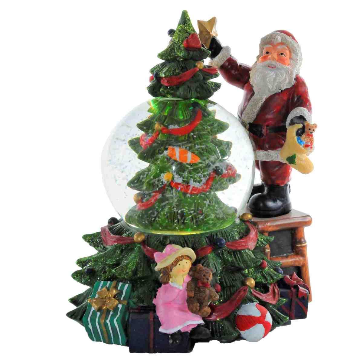Sfera Natale con Babbo e Albero cm.Ø17x20,5 |Vacchetti