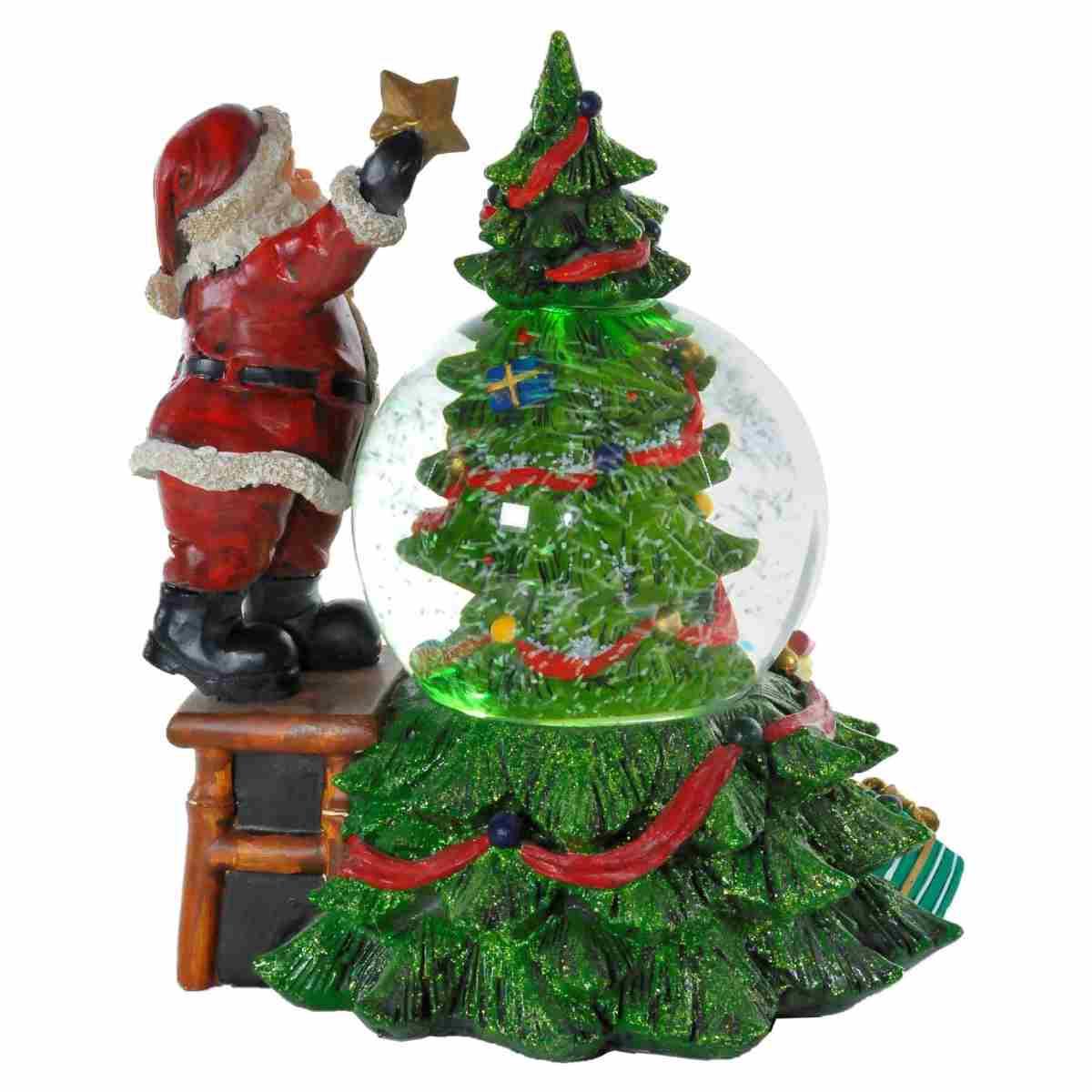 Sfera Natale con Babbo e Albero cm.Ø17x20,5 |Vacchetti