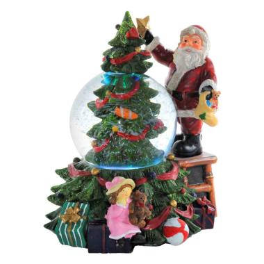 Sfera Natale con Babbo e Albero cm.Ø17x20,5 |Vacchetti