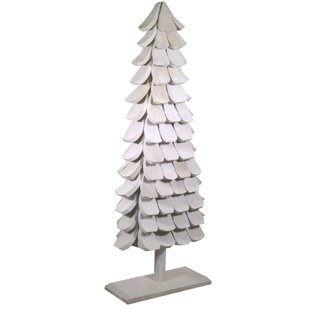 Albero Natale cm.132 Bianco Legno con LED Verdi |Vacchetti