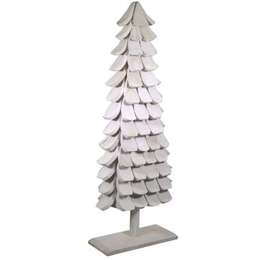 Albero Natale cm.132 Bianco Legno con LED Verdi |Vacchetti