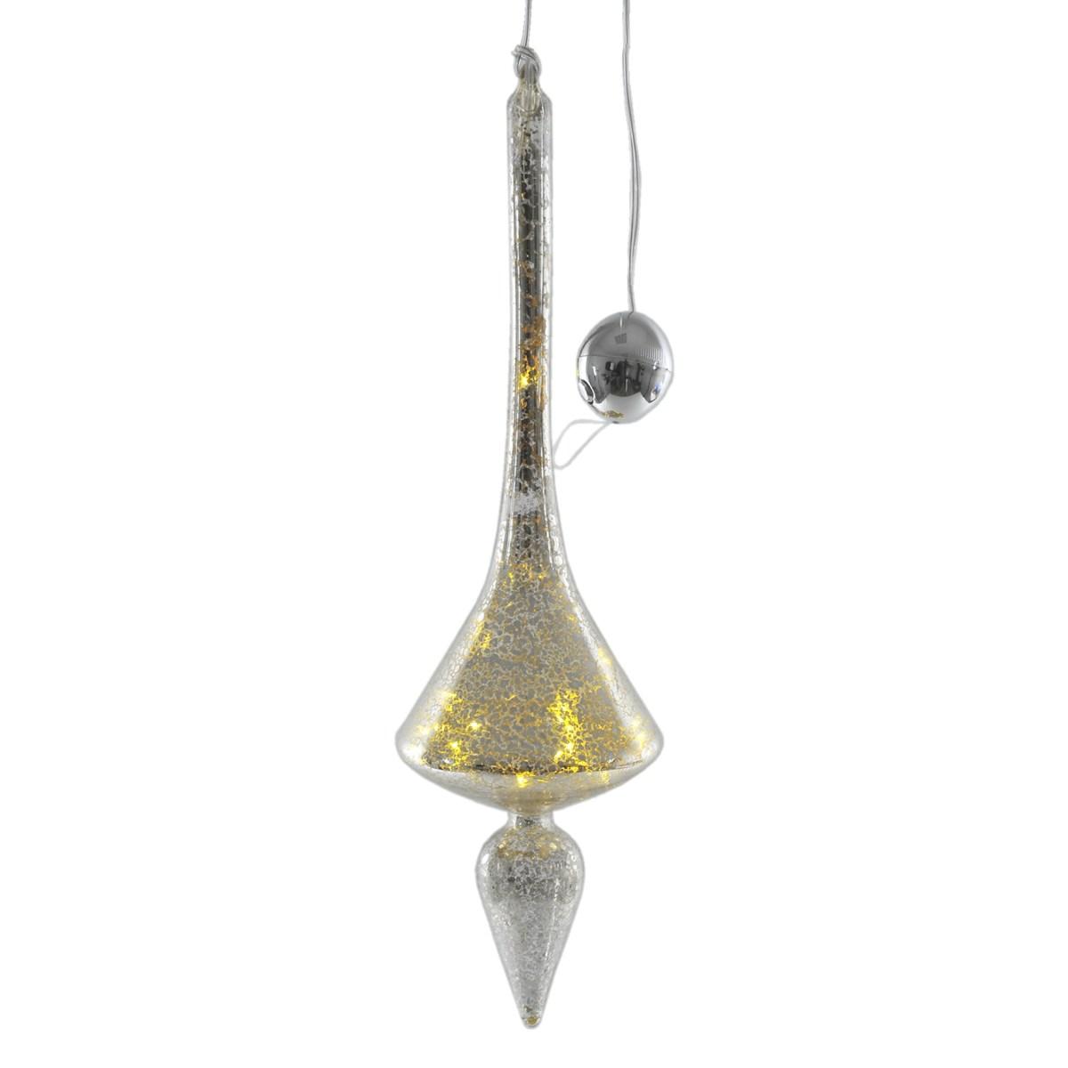 Pallina Natale Vetro cm.32 Argento con 15 MicroLED |Vacchetti