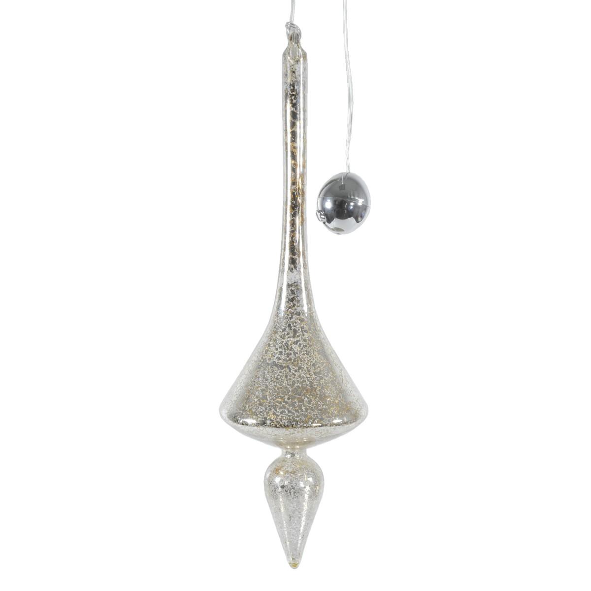 Pallina Natale Vetro cm.32 Argento con 15 MicroLED |Vacchetti