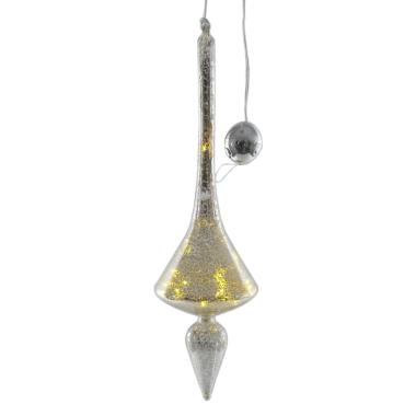 Pallina Natale Vetro cm.32 Argento con 15 MicroLED |Vacchetti