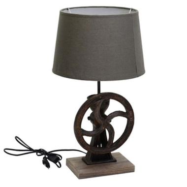 Lampada Tavolo Legno Resina Ruota cm.Ø30x55 | Vacchetti