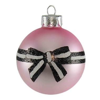 Pallina Natale Vetro cm.Ø6 Rosa con Fiocco |Inge's Glass