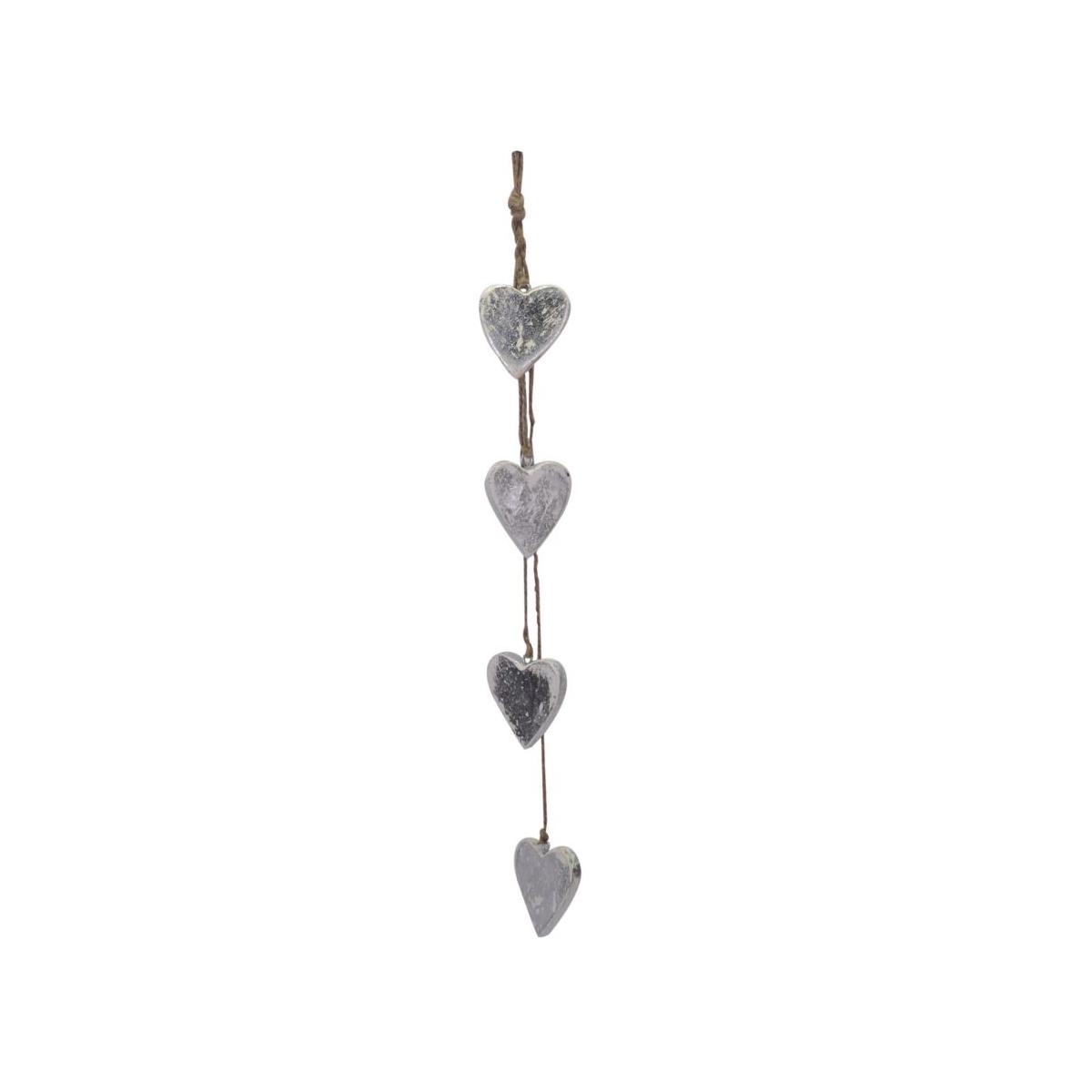 Decorazione Natalizia Cuori Legno Argento Set da pz. 4 cm.60 |Vacchetti