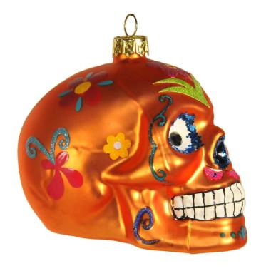Pallina Natale Vetro Collezione cm.9 Teschio Arancio |Inge's Glass