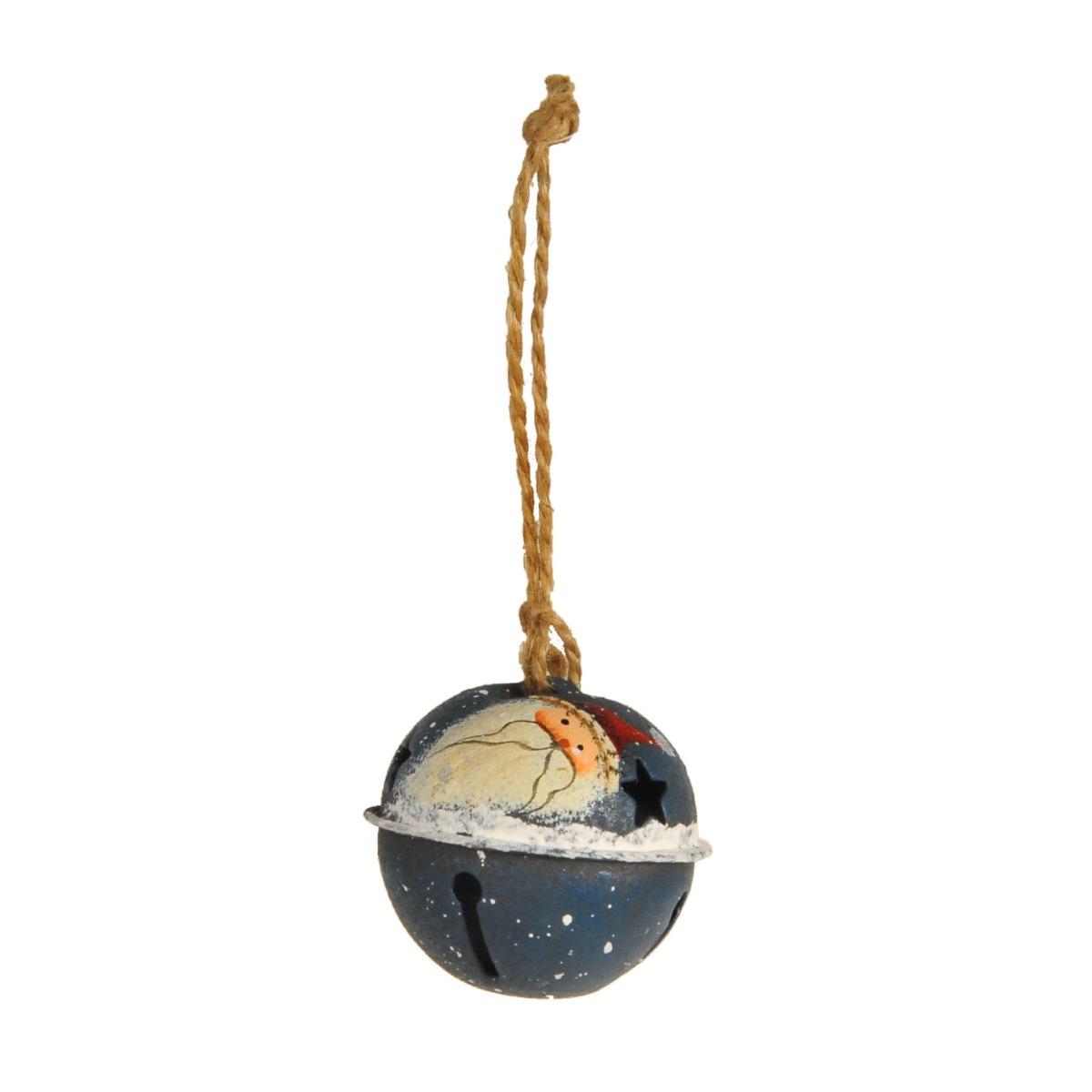 Decorazione Natalizia Campanella Metallo Blu Babbo cm.Ø3,5 |Vacchetti