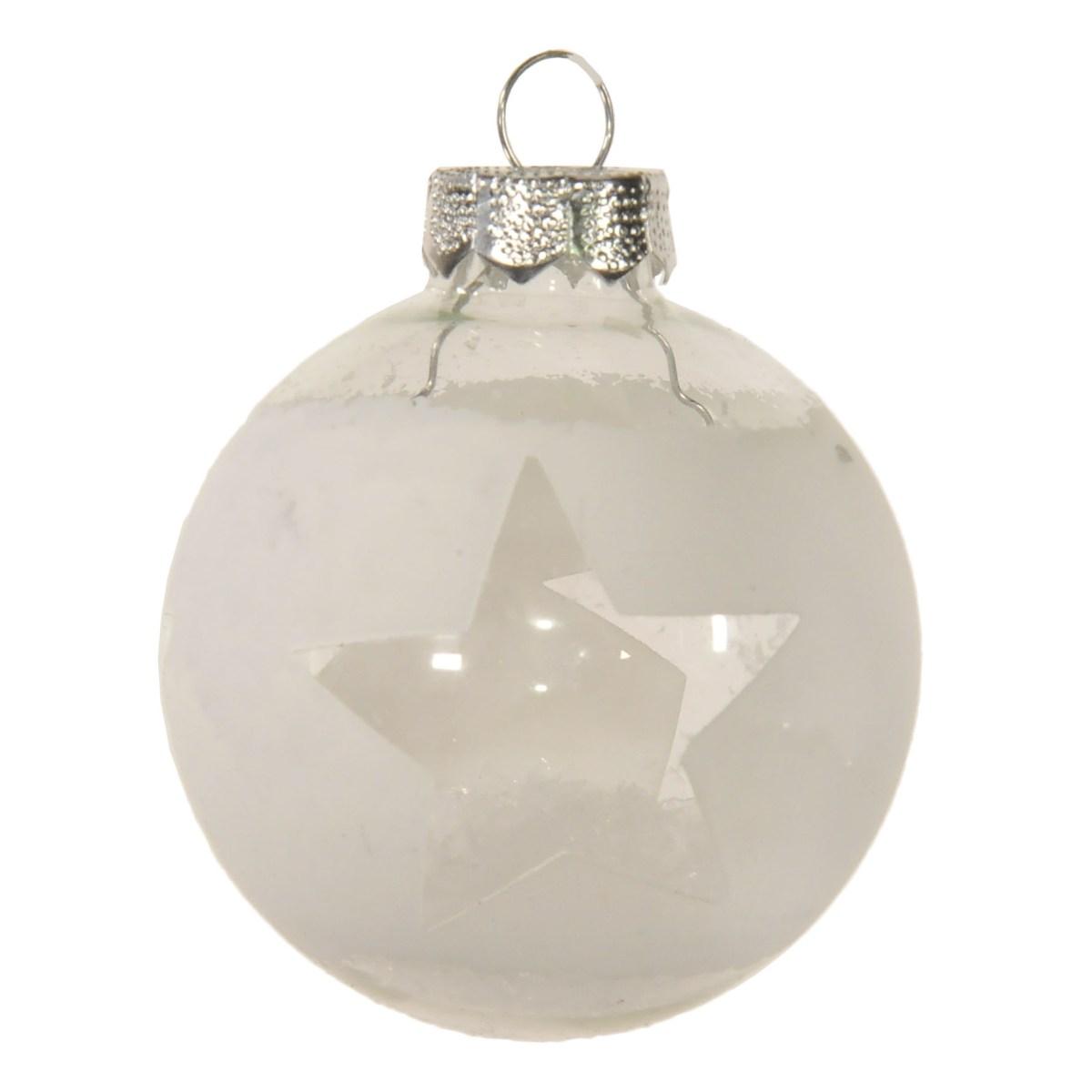 Pallina Natale Vetro cm.Ø6 Bianca/Trasparente con Stella |Inge's Glass